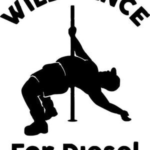 Will Dance For Diesel Male Decal, Permanent Vinyl Decal, 6" Black Decal